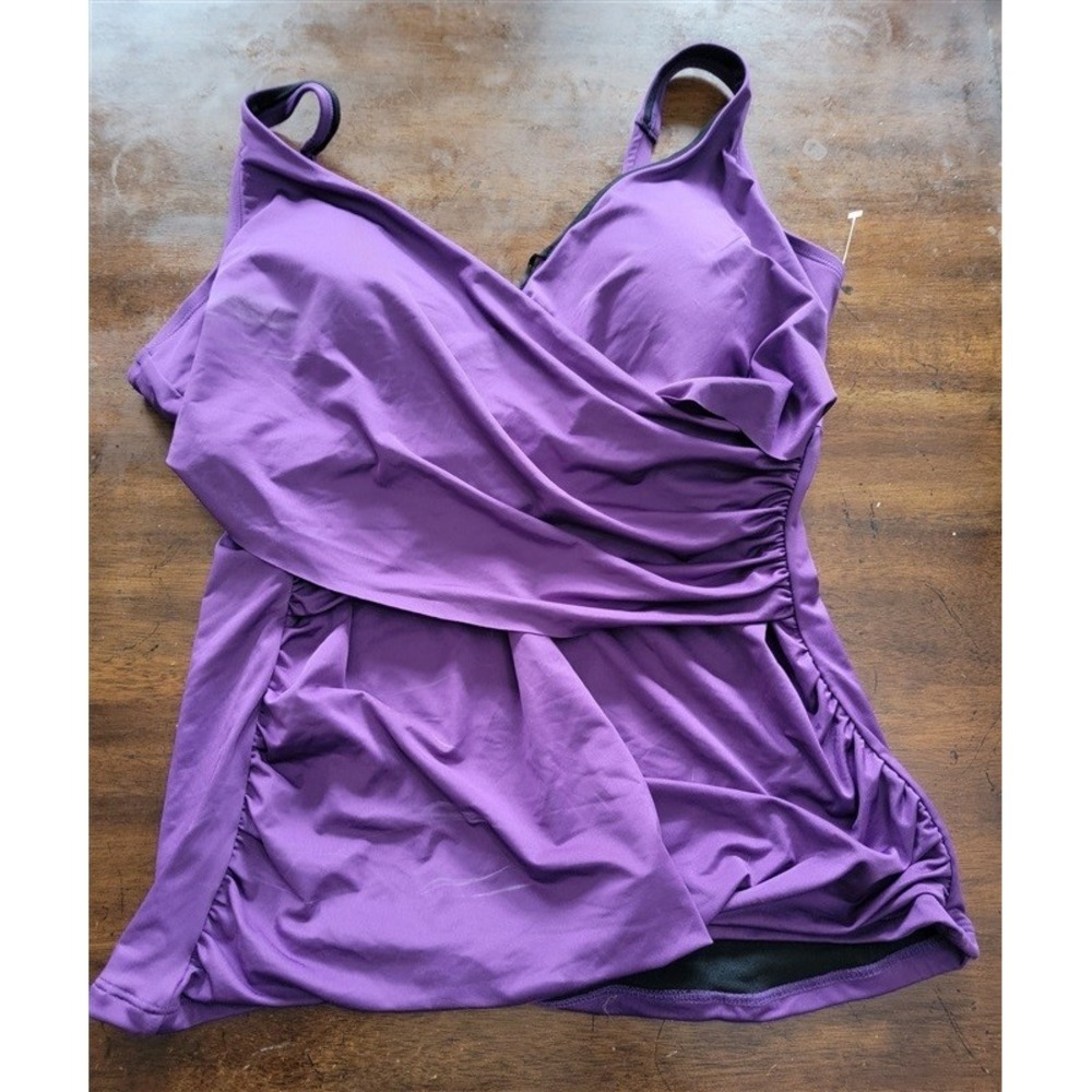 NWOT Dolfin XL Aquashape Wrap Tankini Top Purple 121585